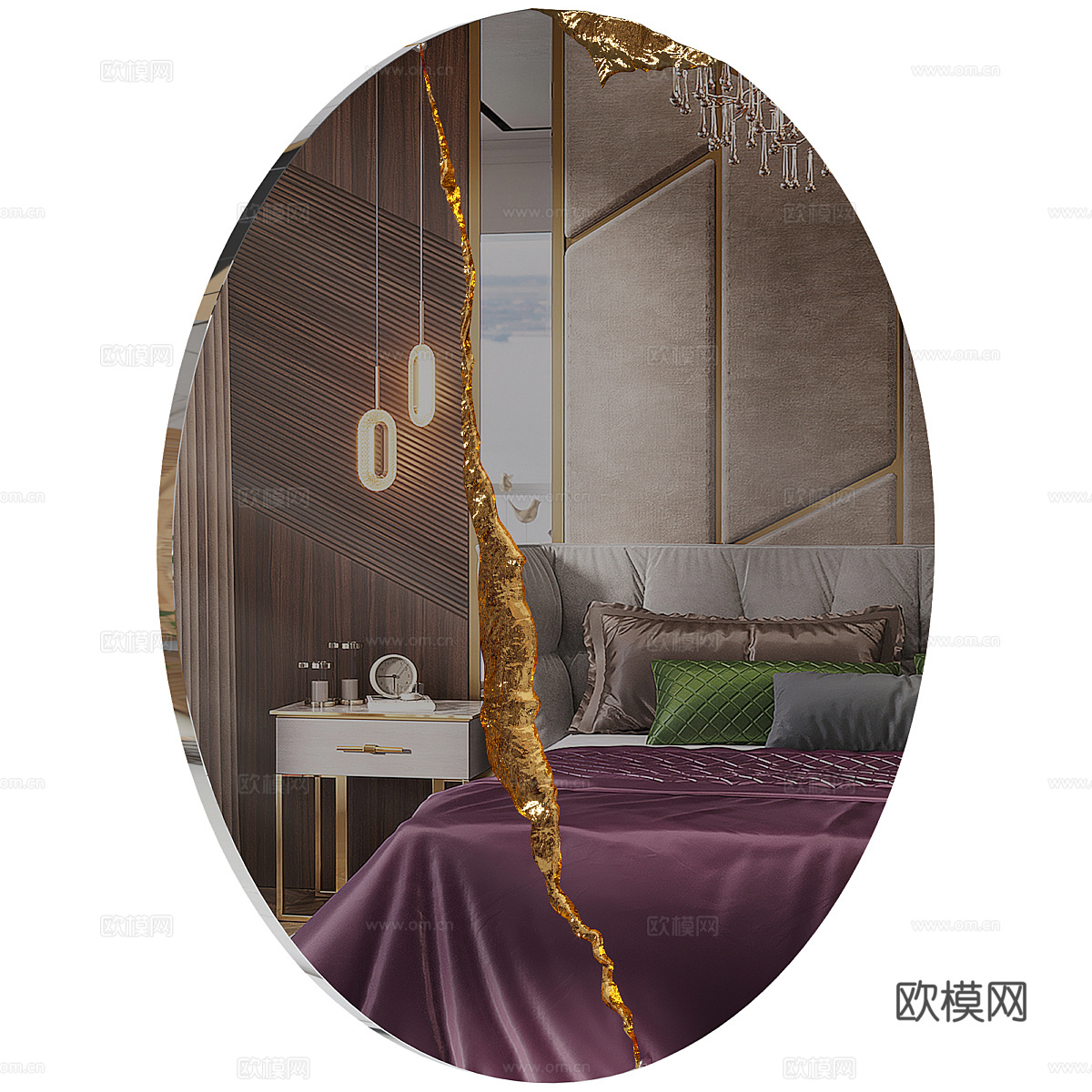现代轻奢装饰圆镜3d模型