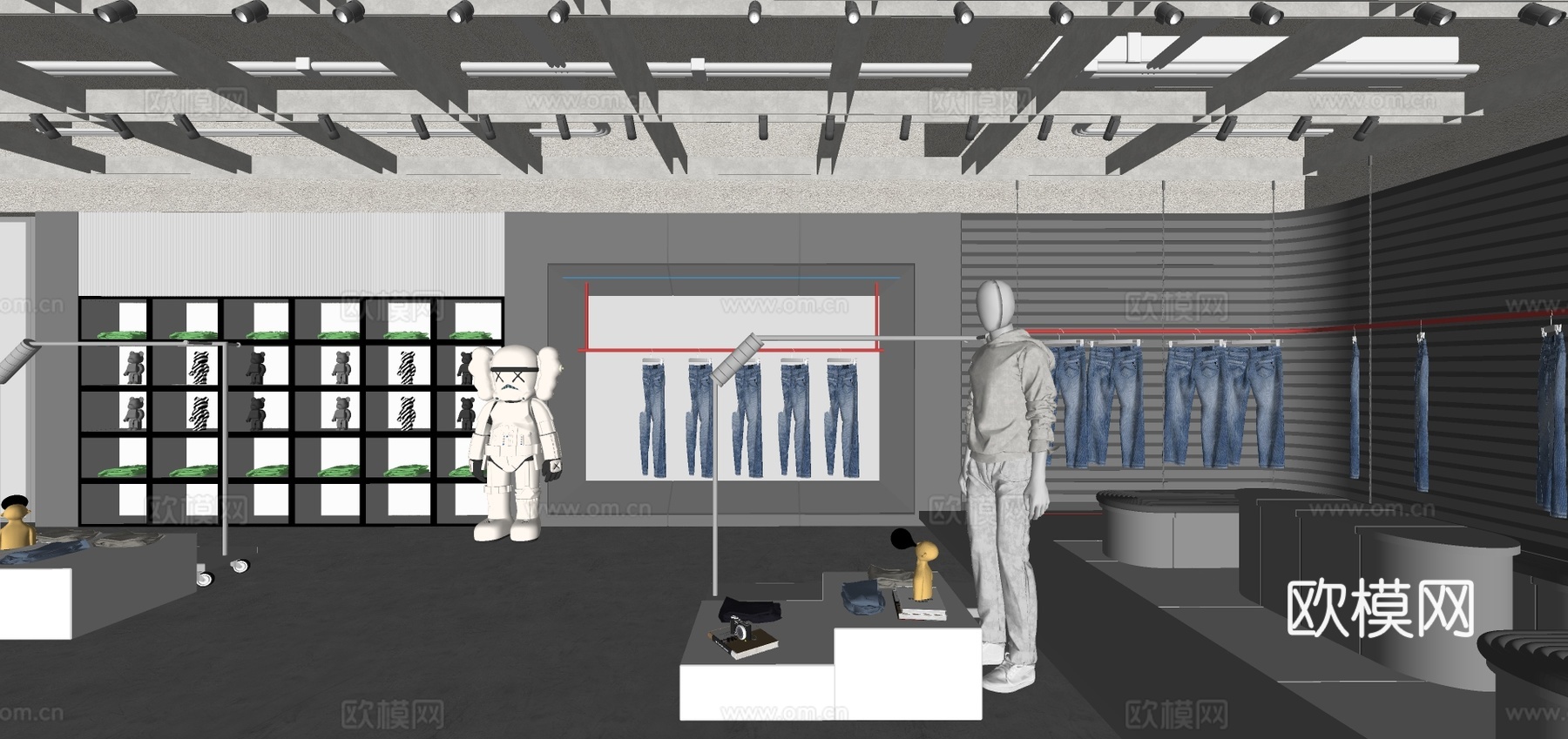 现代科技风服装店su模型下载