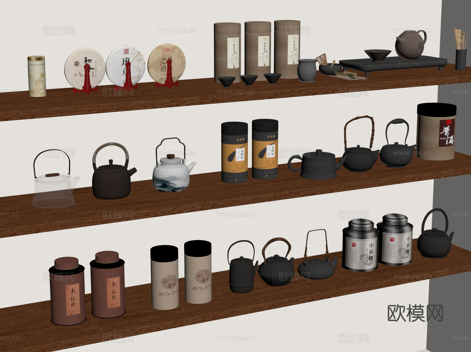 26新中式茶具 茶壶 茶叶su模型