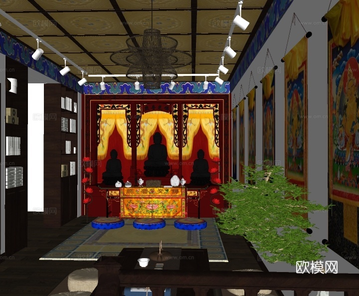中式佛堂su模型下载