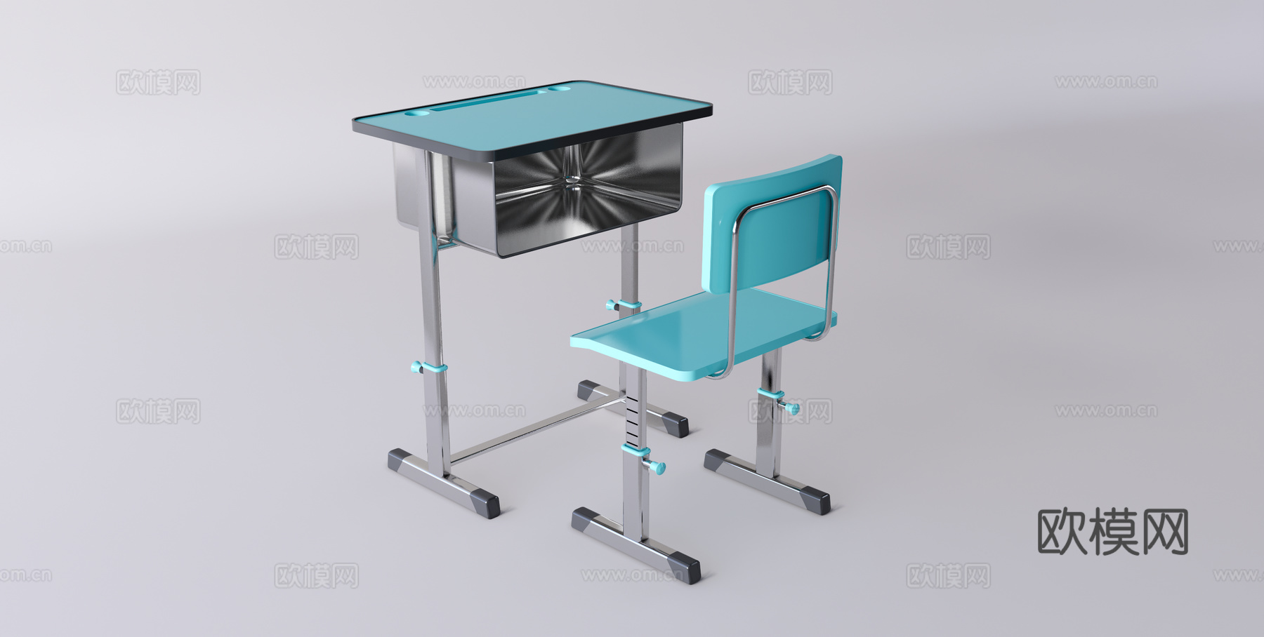 现代课桌椅su模型下载