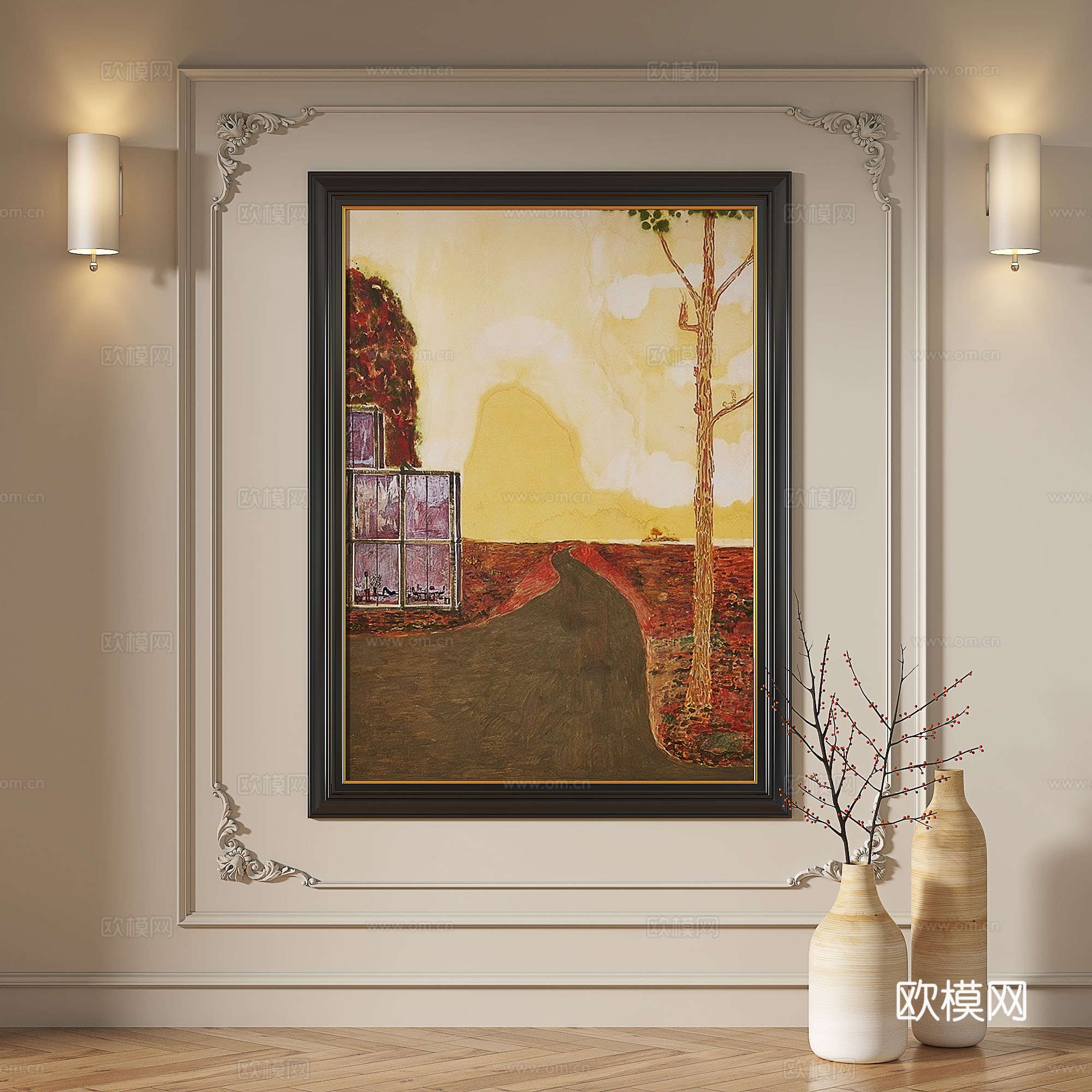 法式，复古，现代，简欧，油画，轻奢，简约，抽象，装饰画3d模型