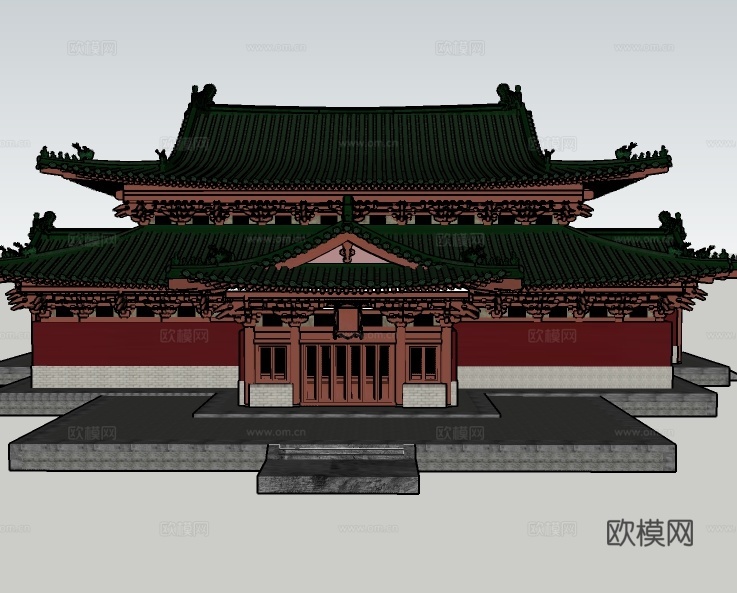 中式古建隆兴寺摩尼殿su模型下载