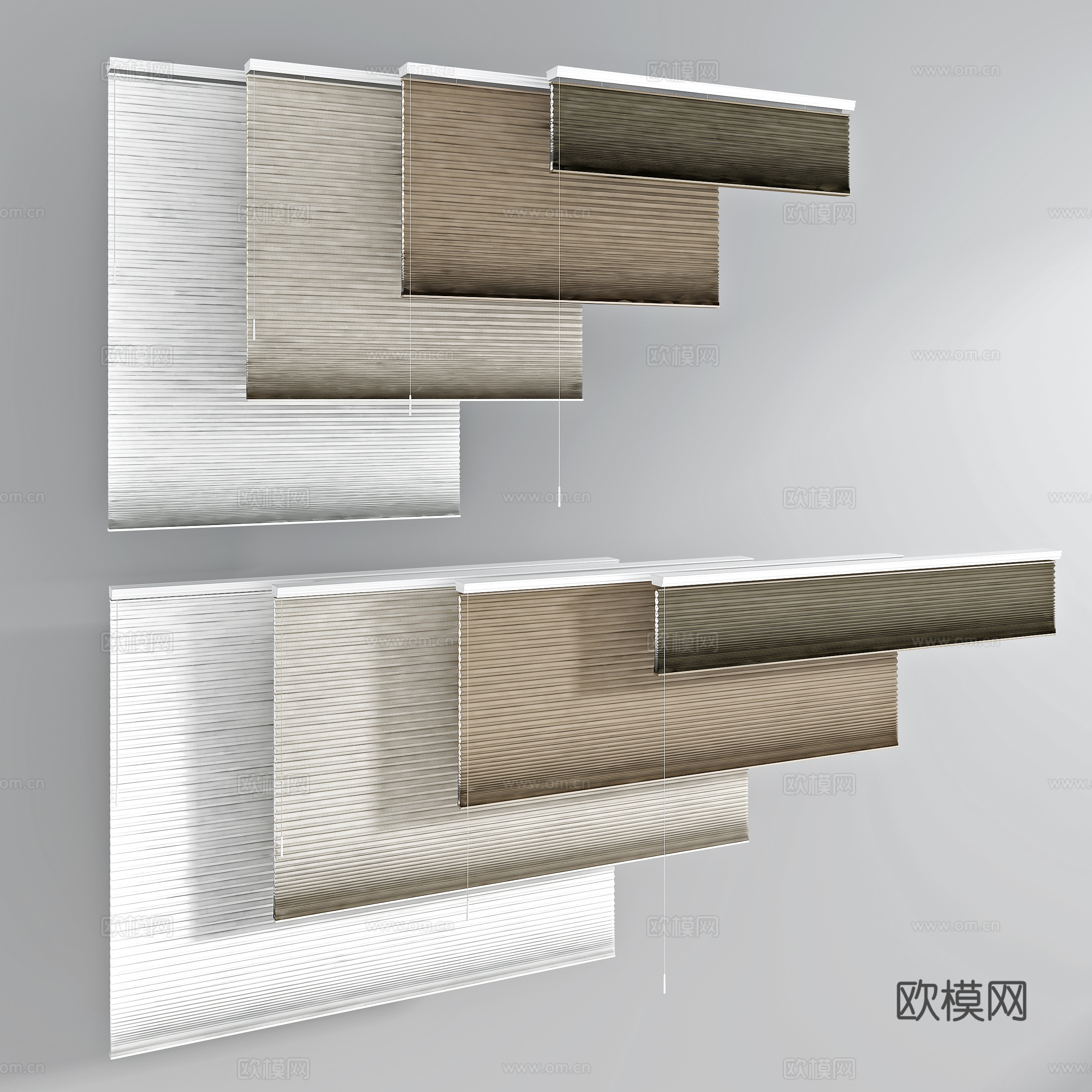 现代百叶帘窗帘su模型下载