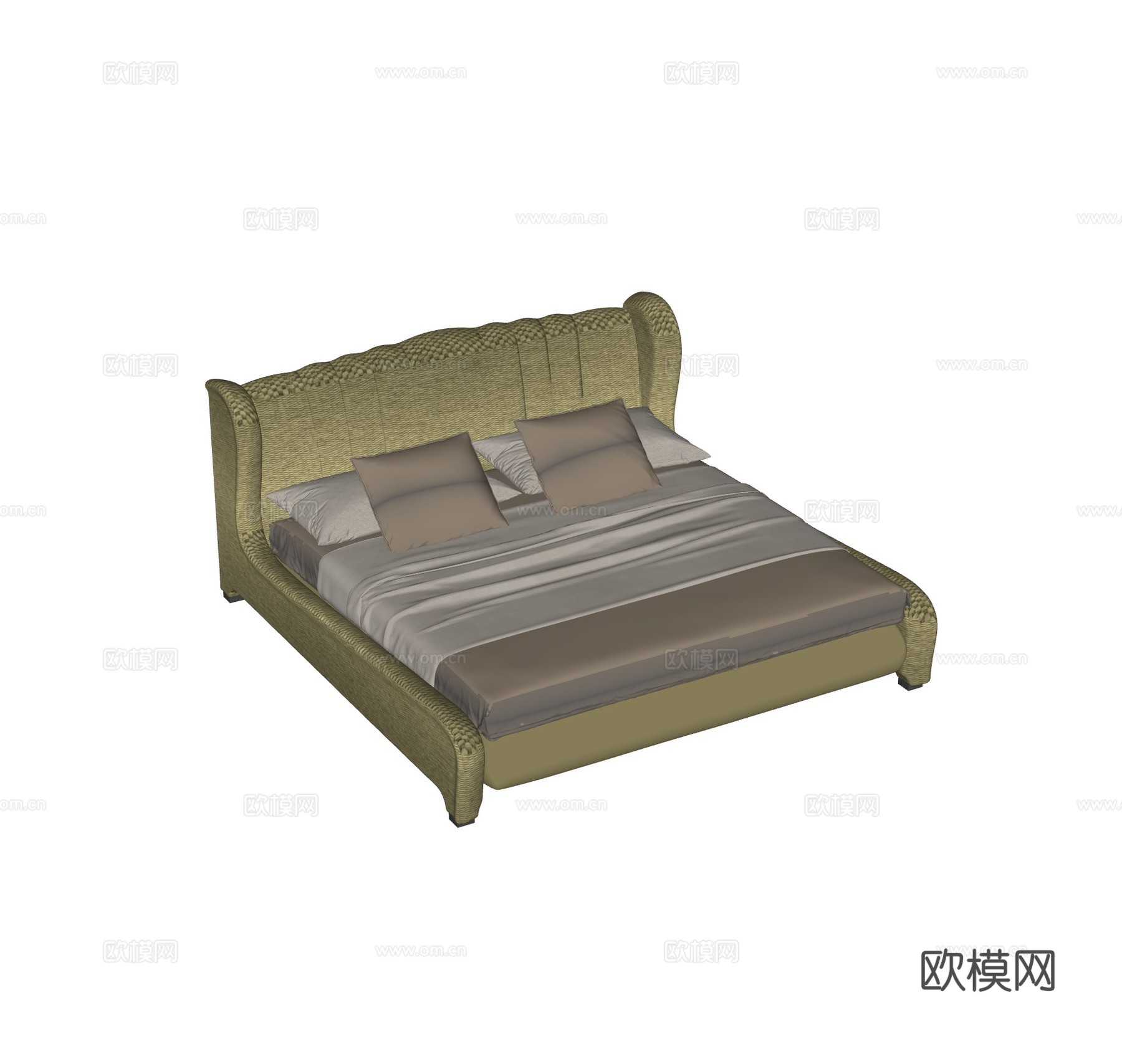 Modenese 欧式古典双人床 欧式布艺床 复古双人床 布su模型