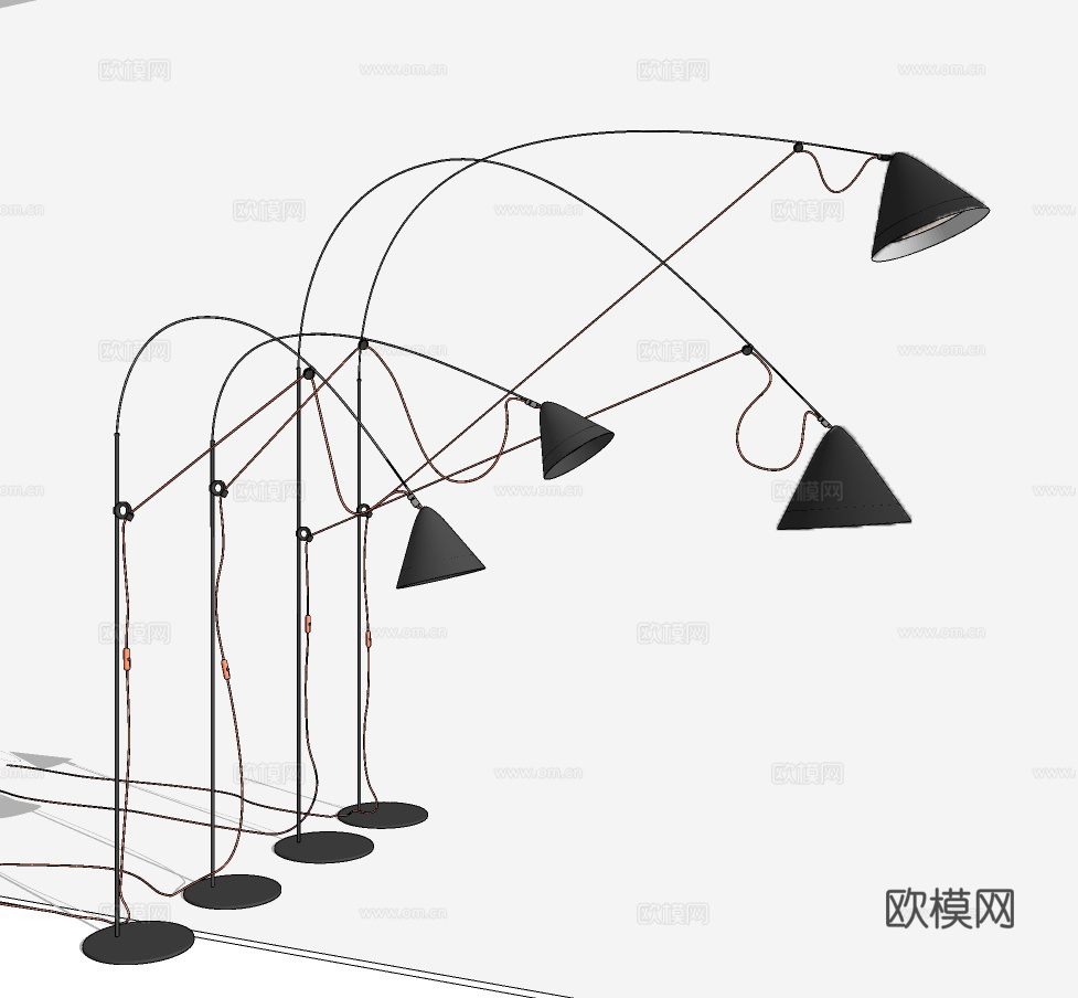 现代金属落地灯su模型下载