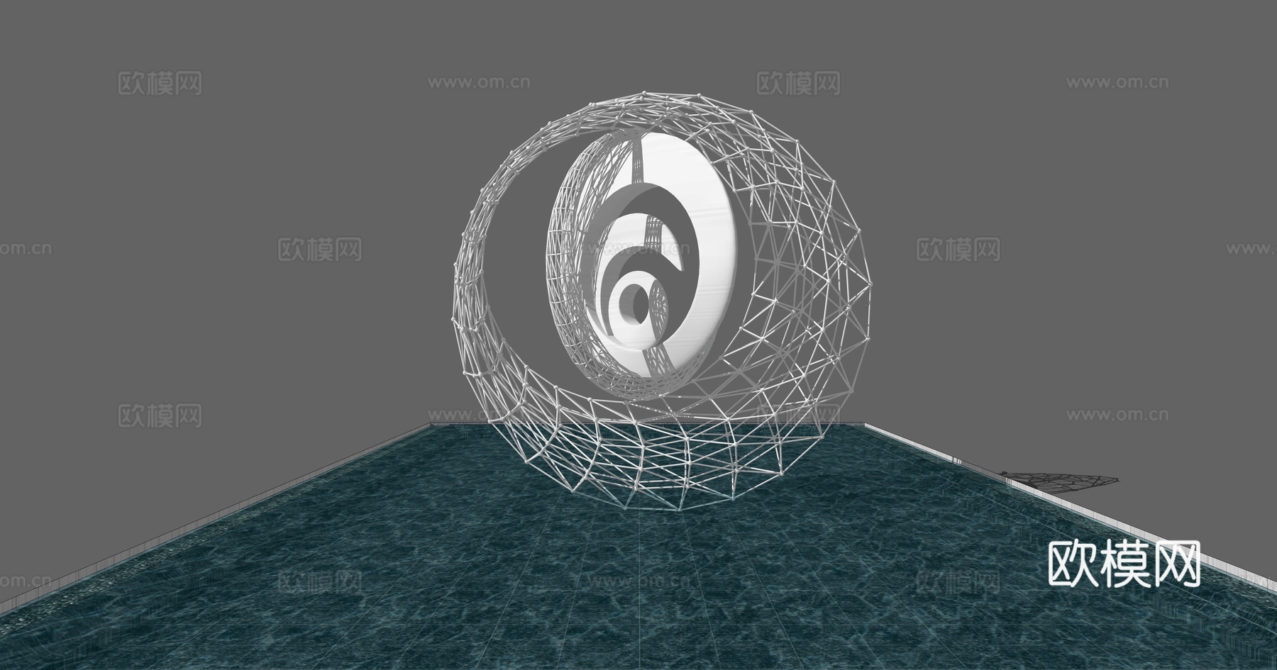 现代水景雕塑小品su模型下载
