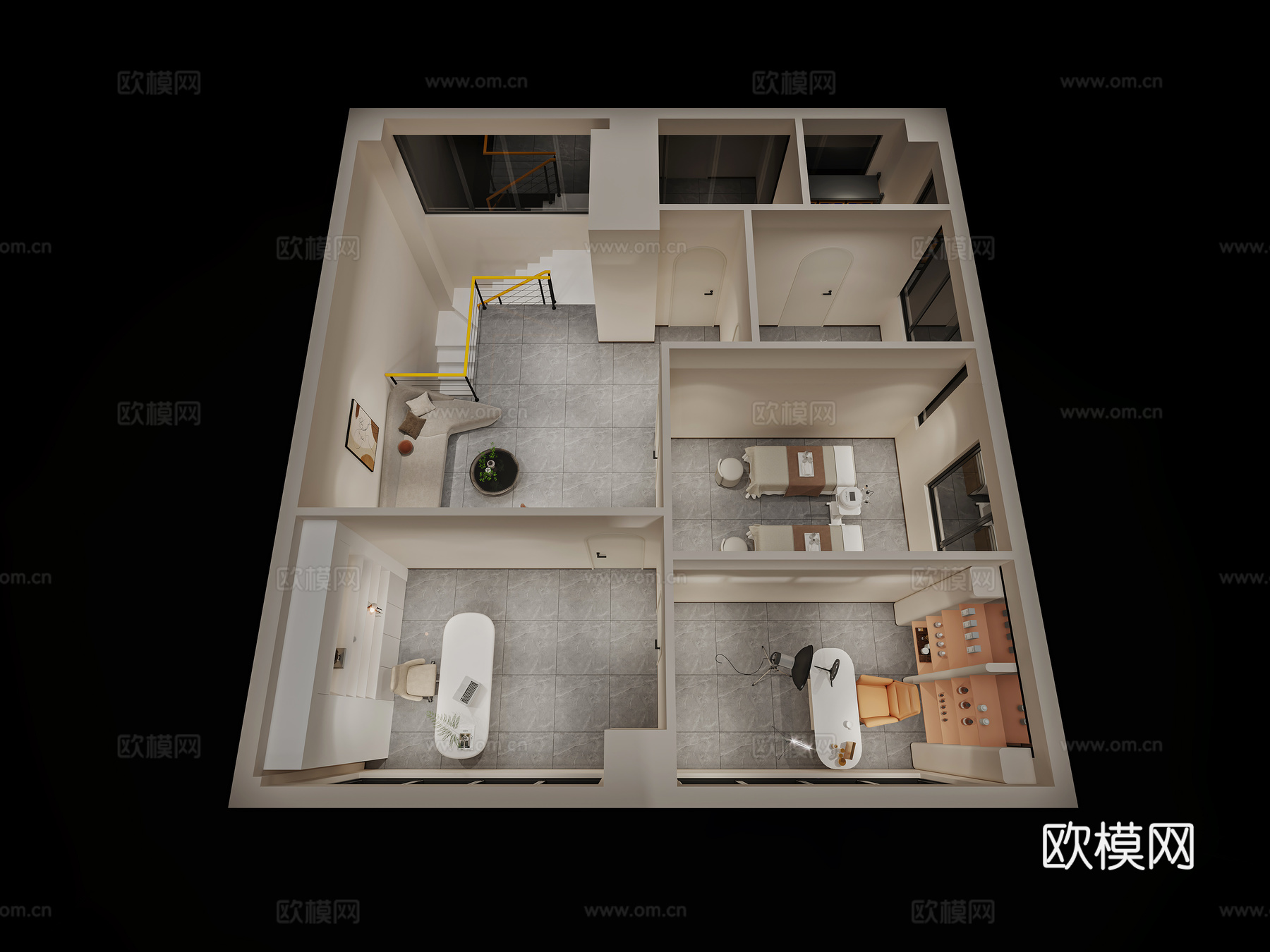 现代 美容院3d模型