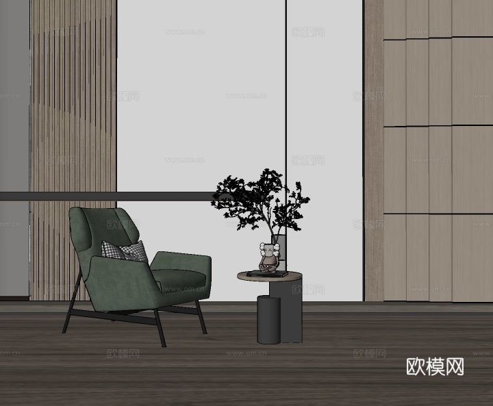 现代布艺休闲沙发su模型下载