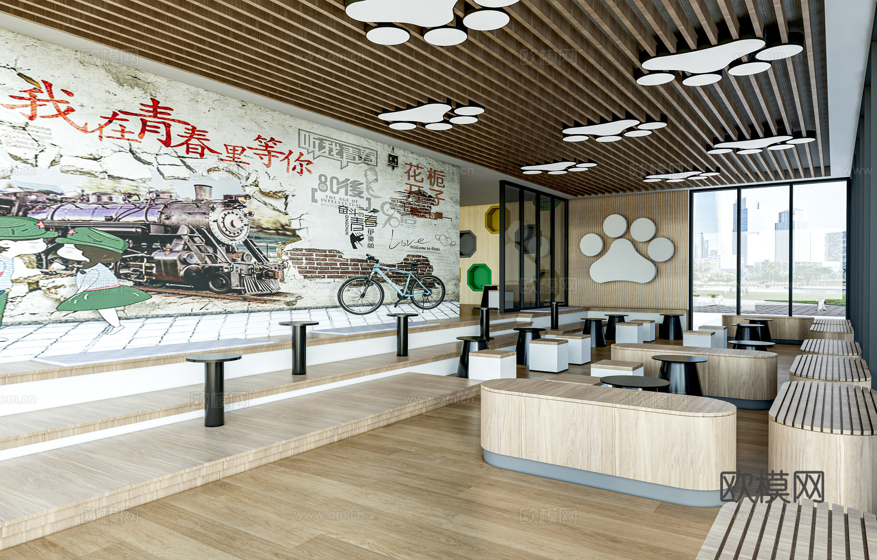 现代咖啡店su模型下载