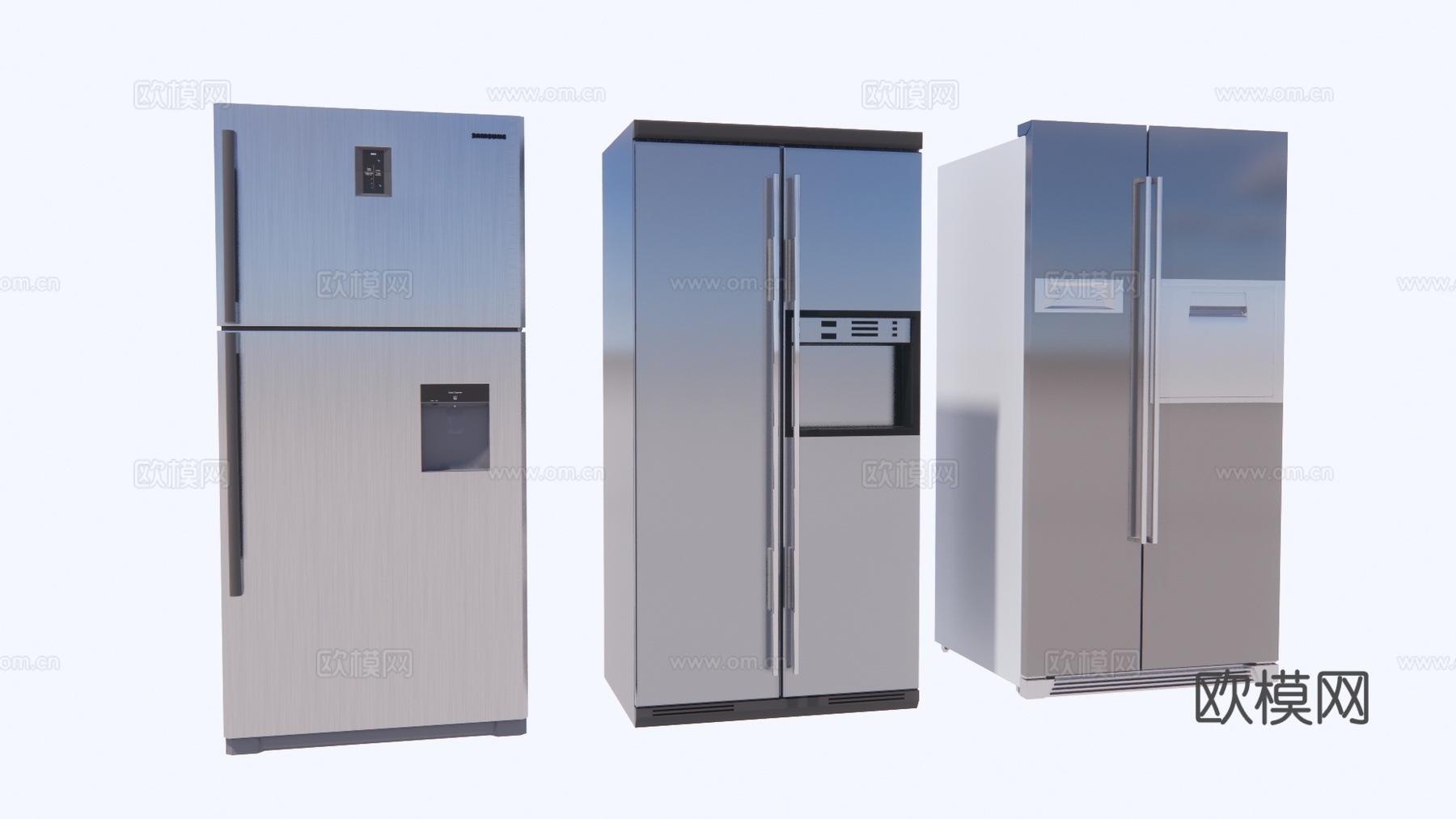 现代冰箱厨房器具su模型下载