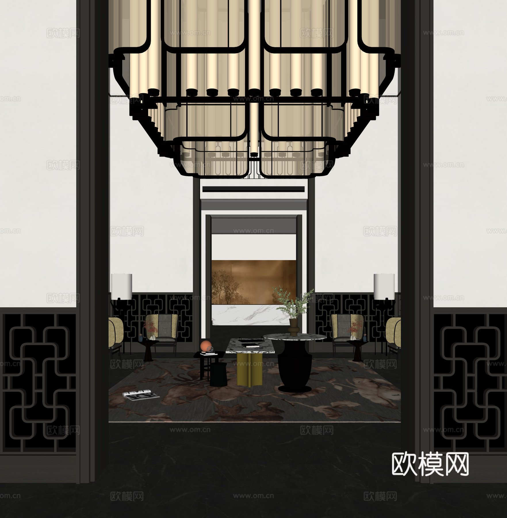 现代酒店门厅su模型