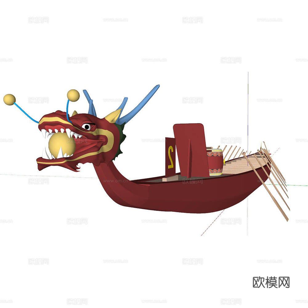 中式龙船龙舟su模型下载