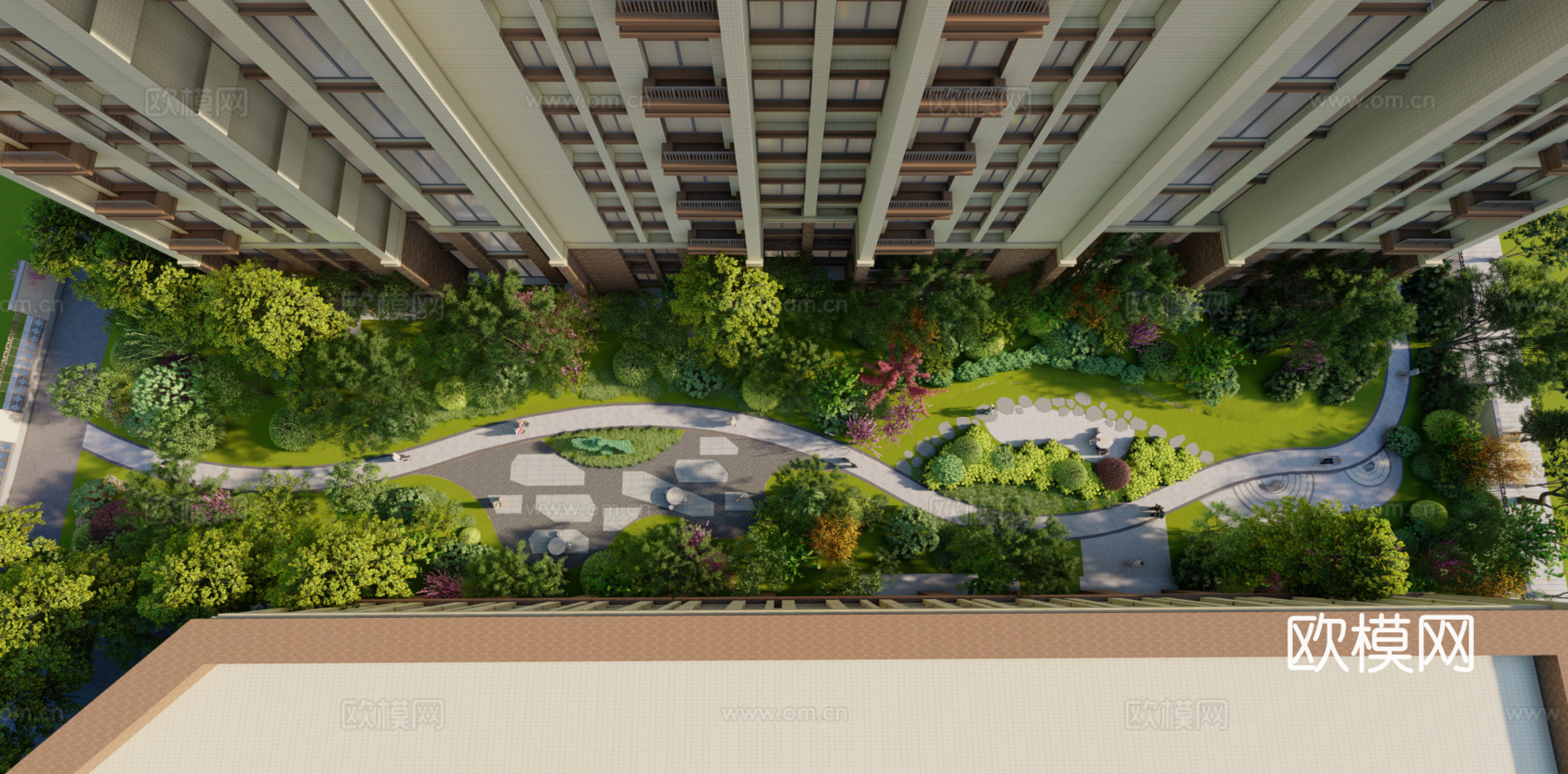 现代住宅小区建筑外观su模型下载