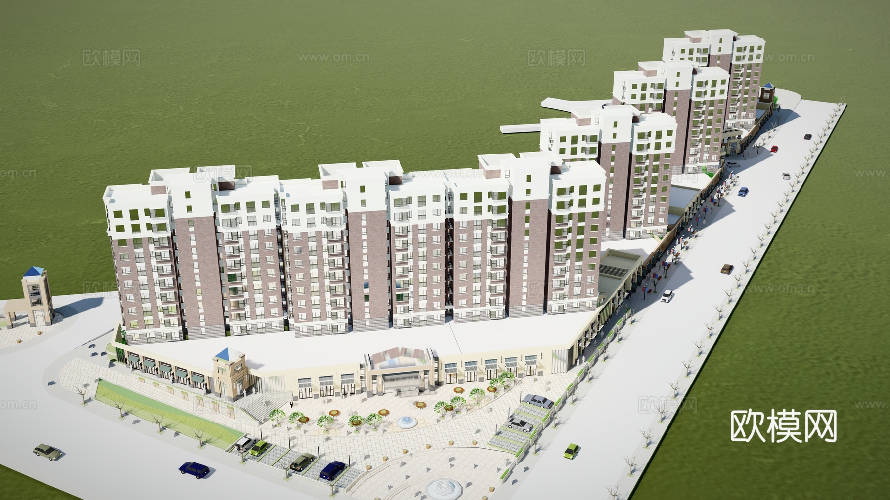 现代小区建筑外观su模型下载
