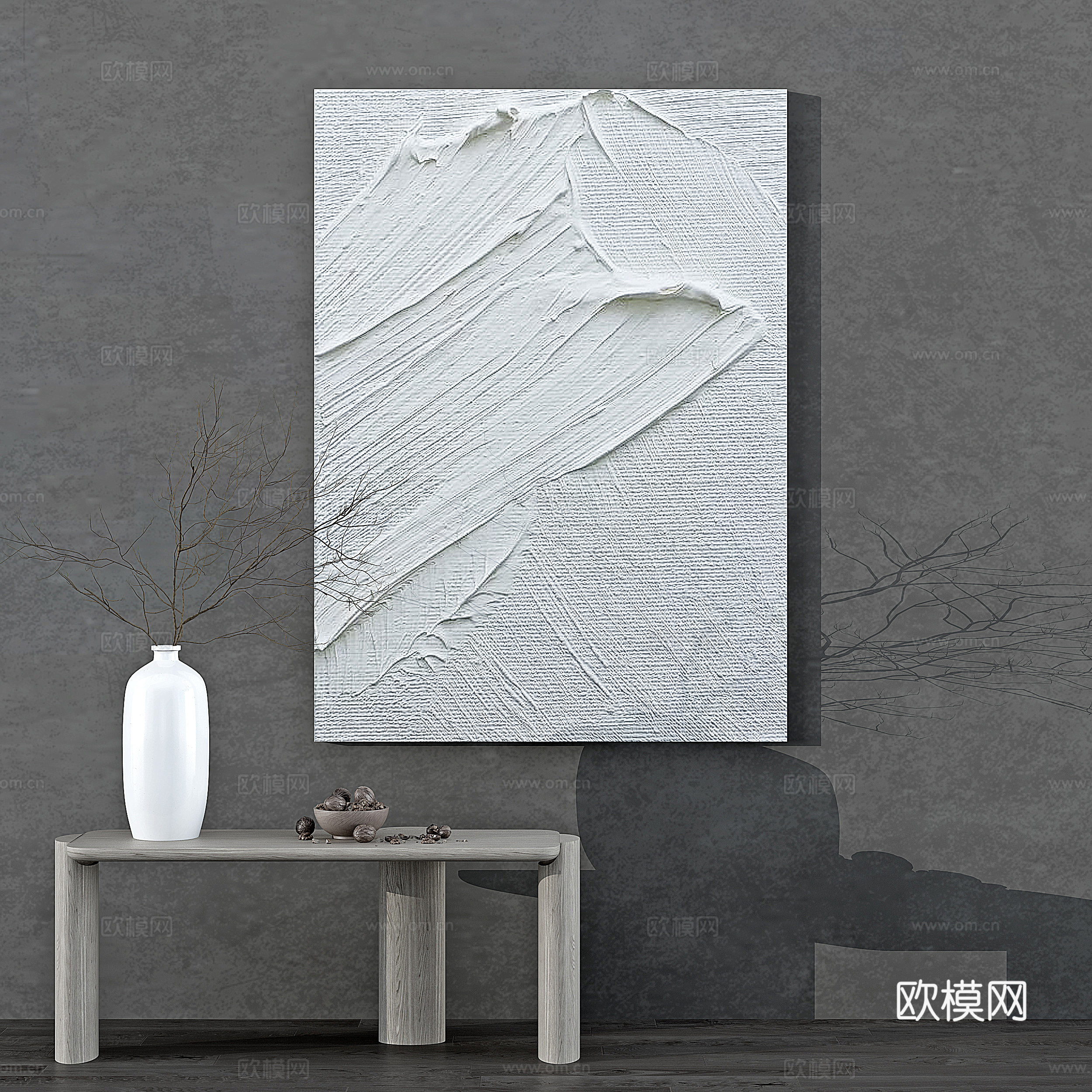 现代侘寂装饰画su模型下载