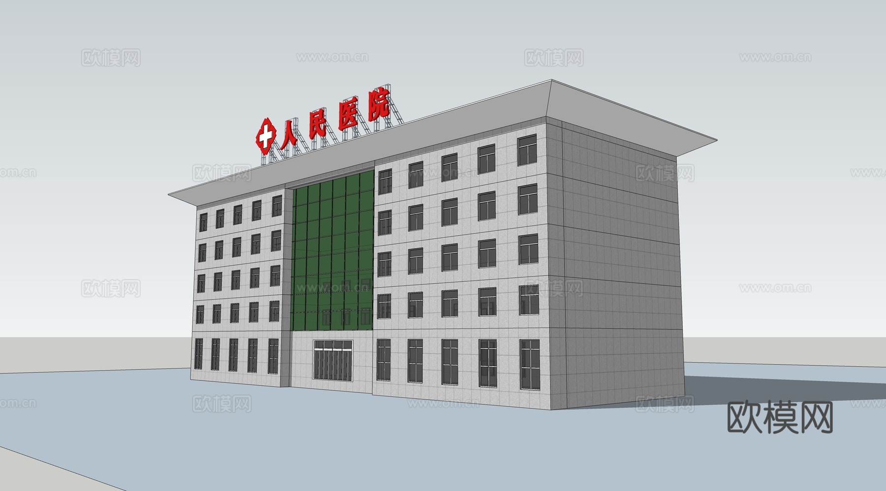 现代医院建筑外观su模型下载