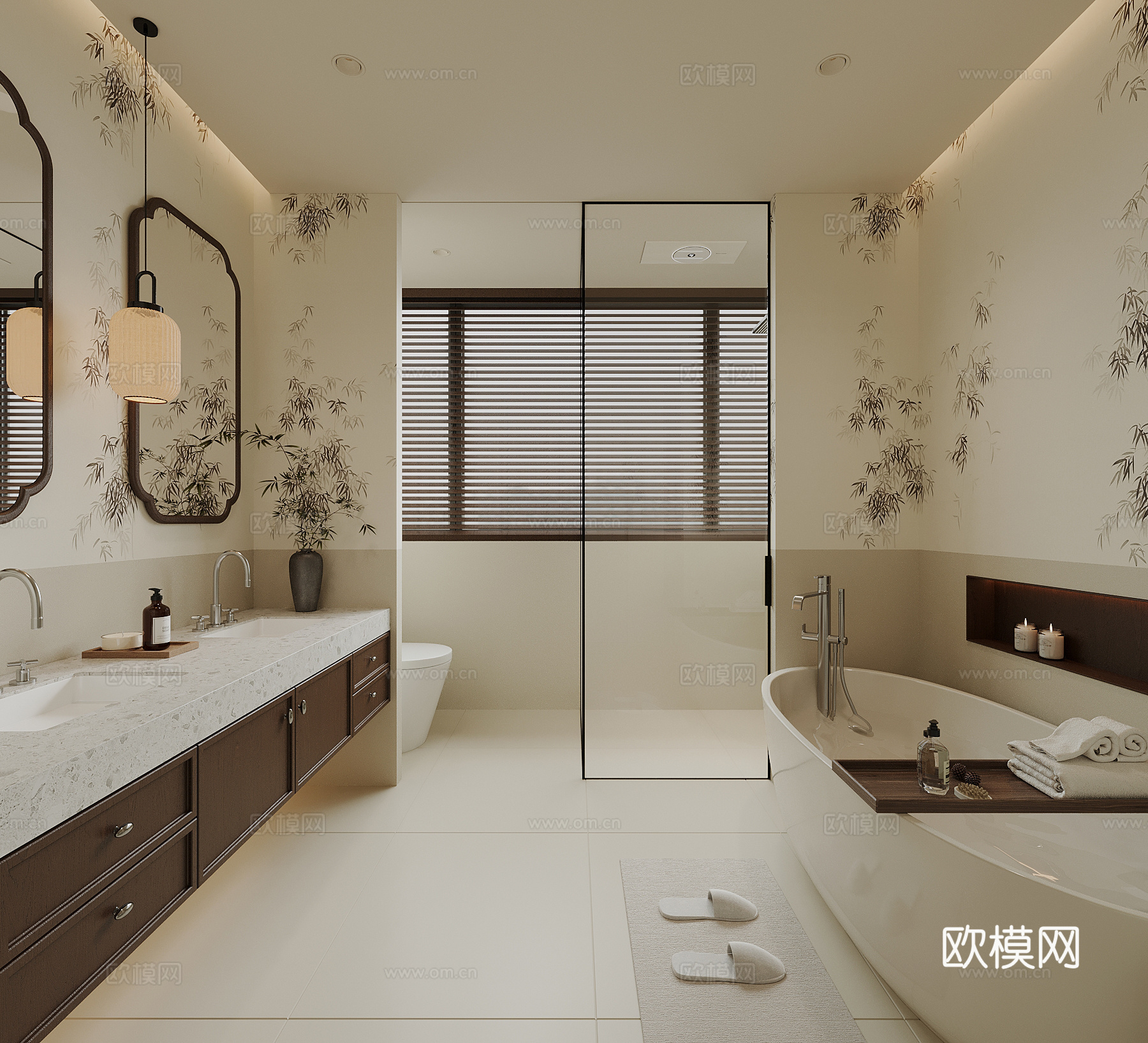 04新中式卫生间 浴室柜马桶3d模型