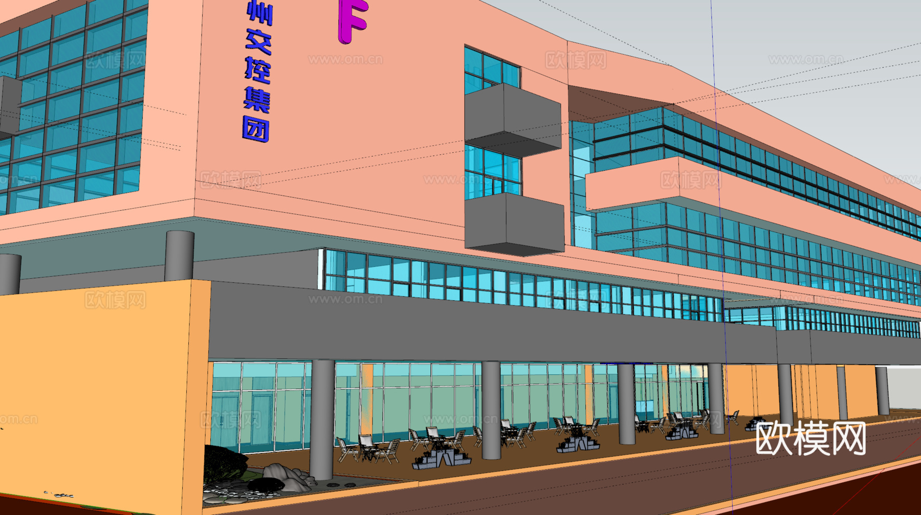 现代办公楼建筑外观su模型下载