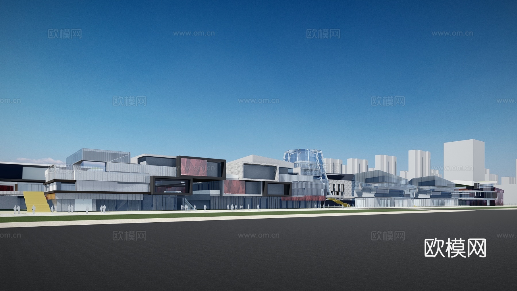 现代商业楼外观su模型下载