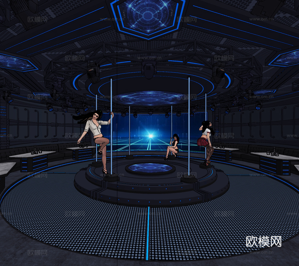 现代科技主题ktv包房su模型下载
