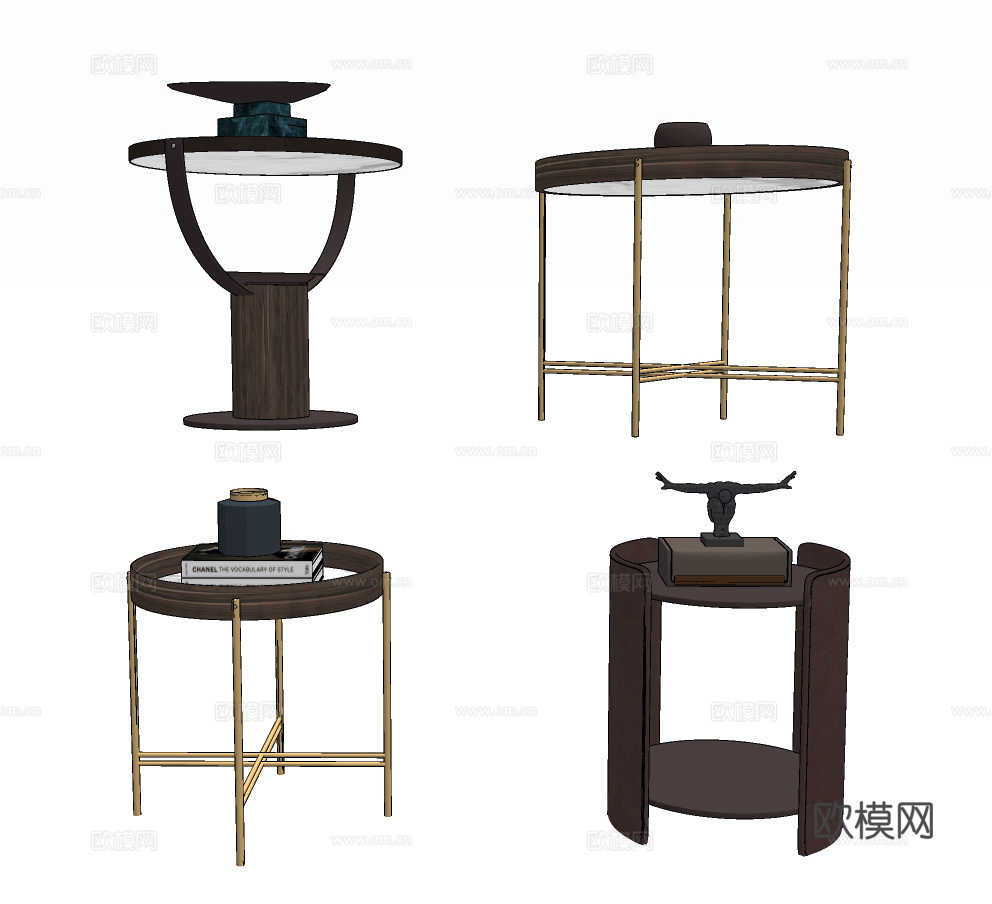 现代圆几边几su模型下载