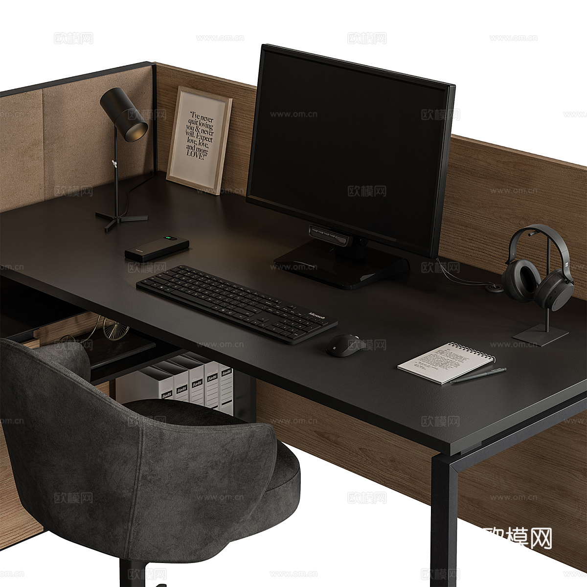 现代意式办公桌椅3d模型