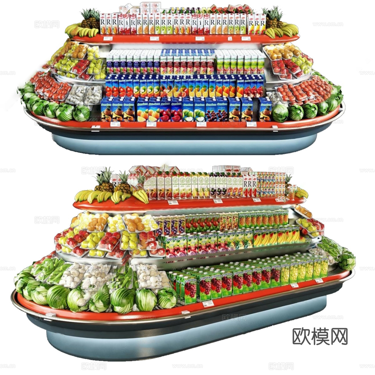 现代蔬果货架展架su模型下载