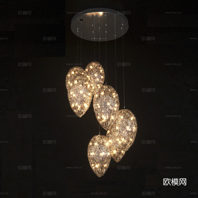 现代轻奢吊灯su模型下载