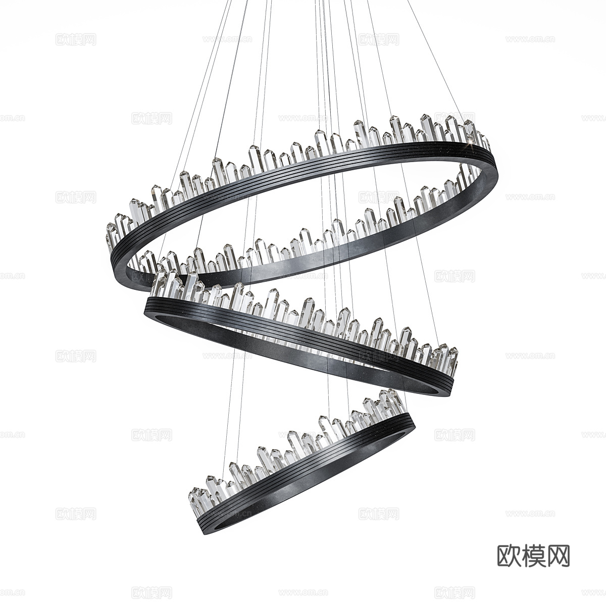 现代意式圆环装饰吊灯3d模型