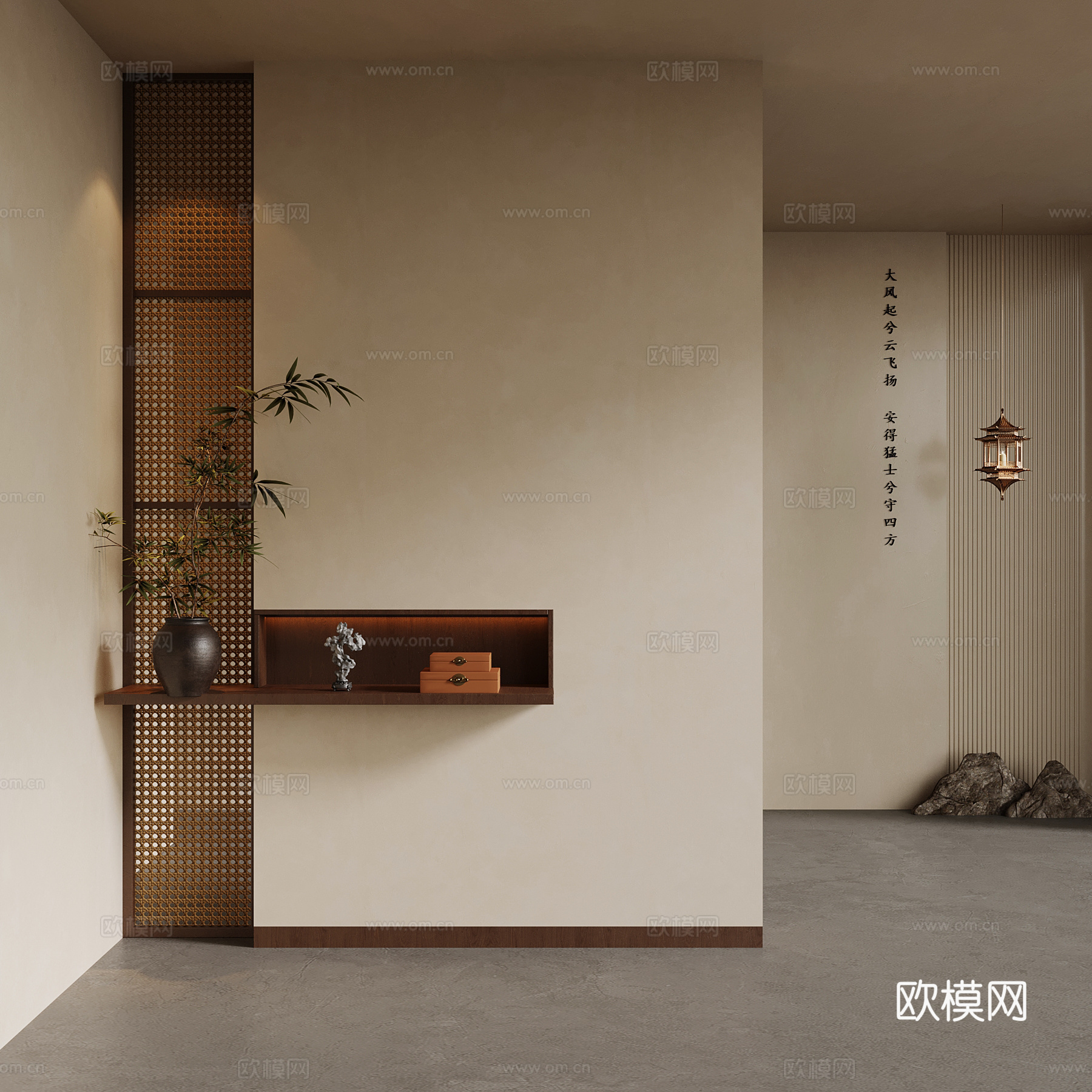 04新中式玄关隔断 宋式玄关3d模型