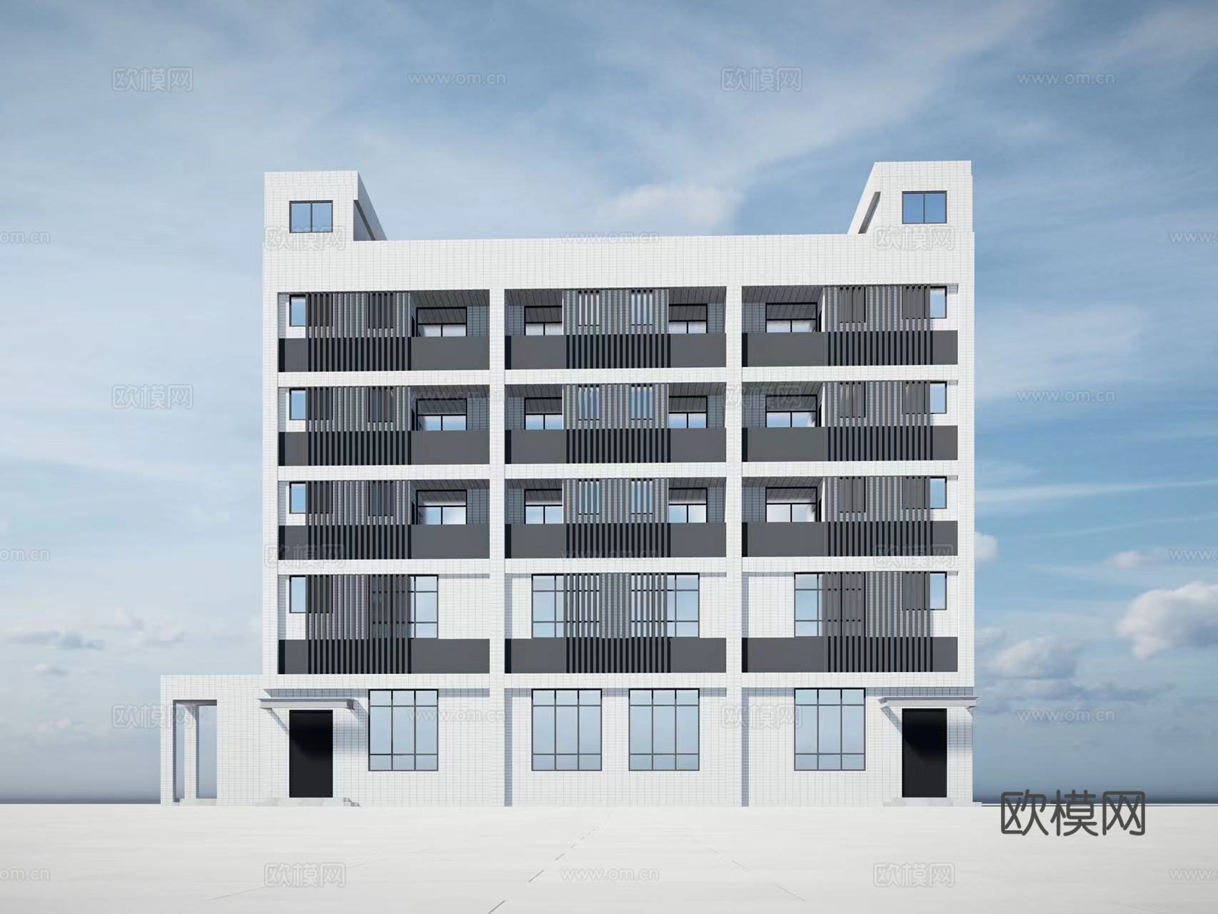 现代宿舍楼建筑外观su模型下载