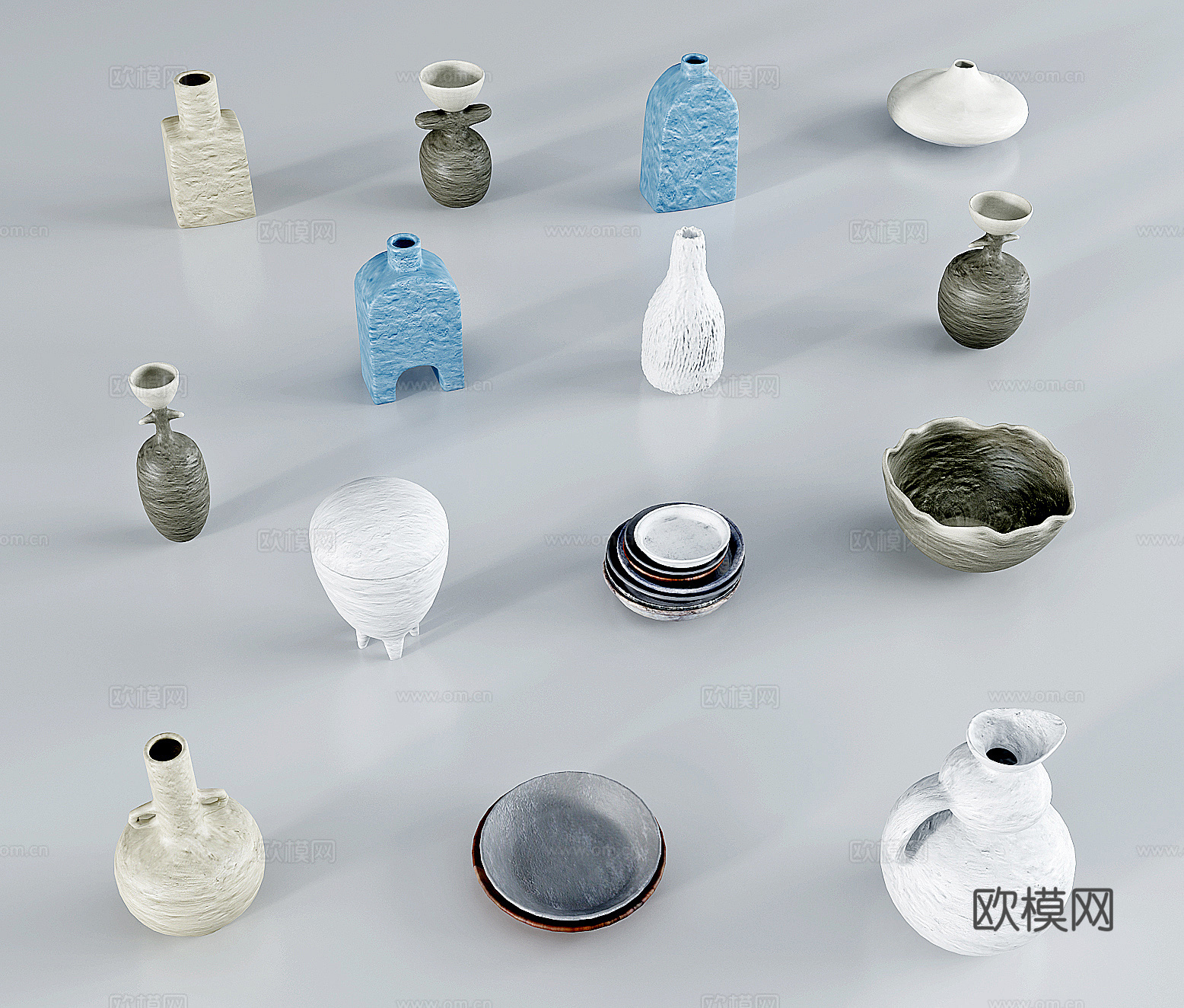 现代侘寂风陶器器皿花瓶su模型下载