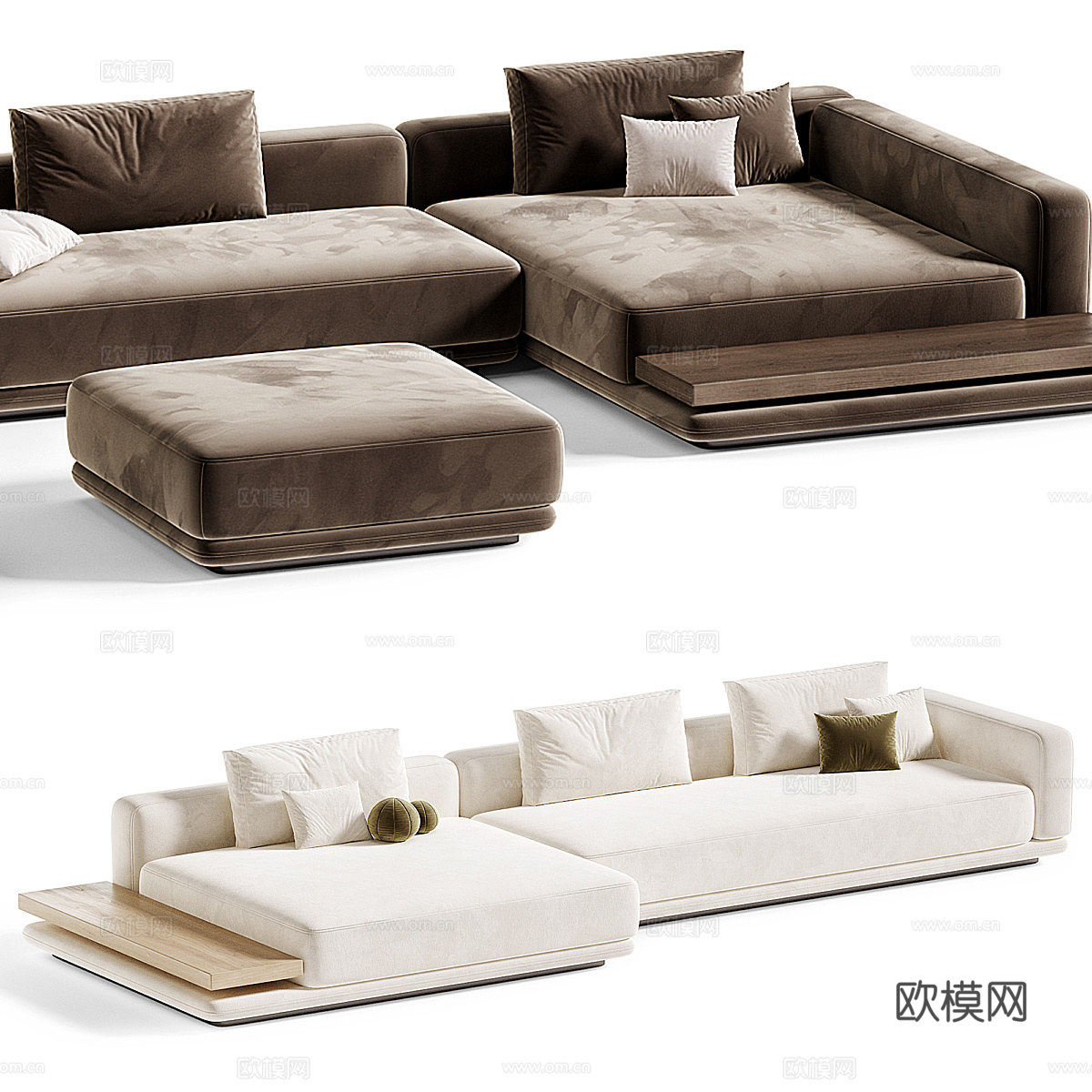 现代意式布艺组合休闲沙发3d模型