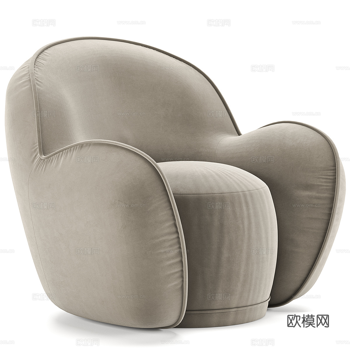现代奶油风布艺休闲沙发3d模型