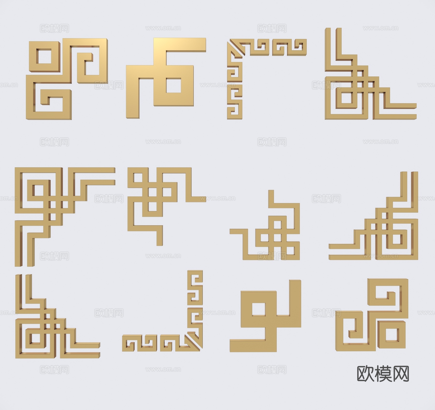 中式雕花构件su模型下载