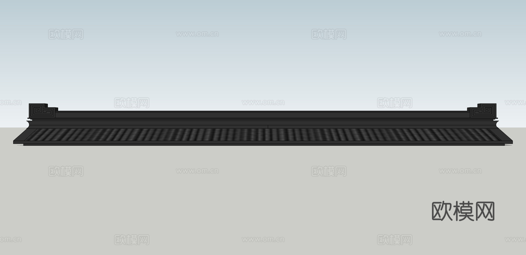 中式屋檐建筑构件su模型下载