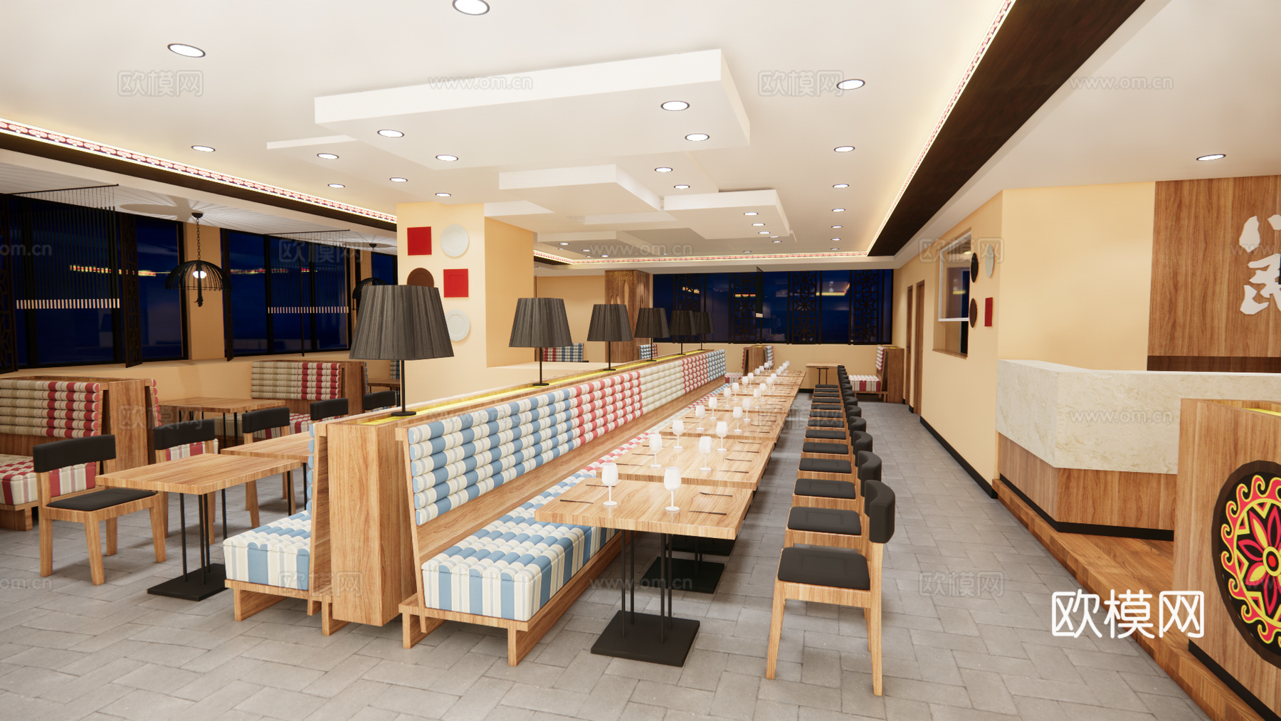 新中式火锅店su模型下载
