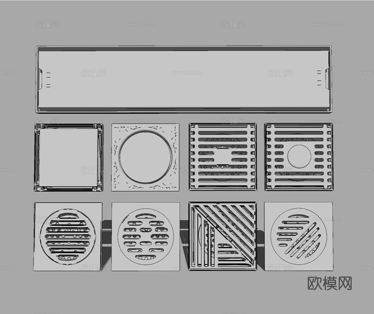 现代地漏下水口su模型下载