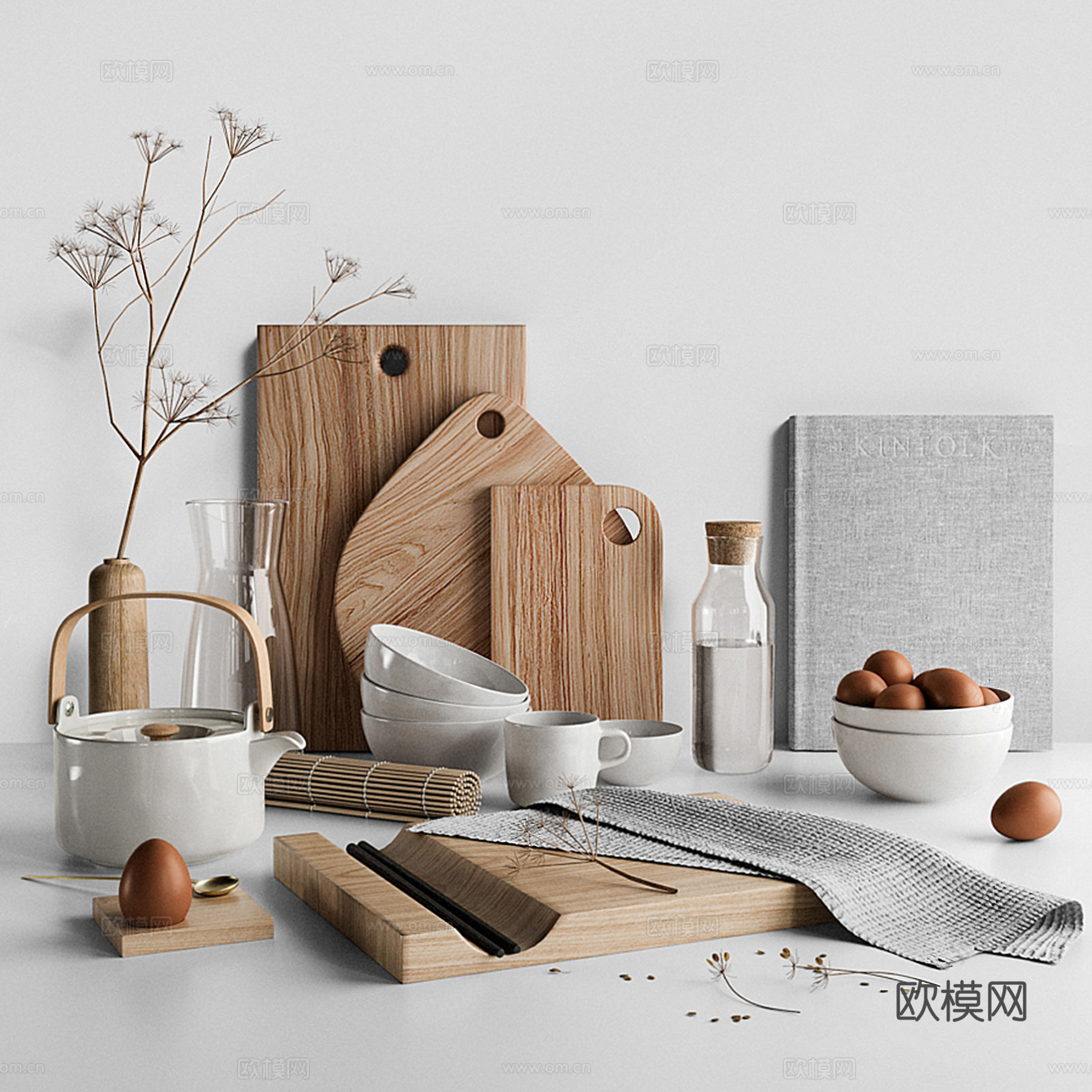 北欧砧板厨房用品su模型下载