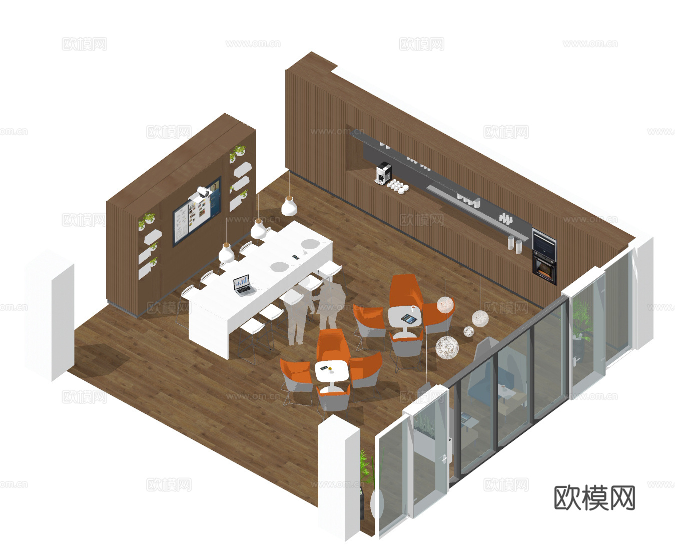 现代吧台休闲桌椅su模型下载