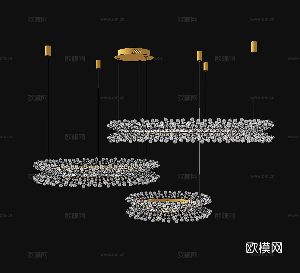 现代金属圆环吊灯su模型下载