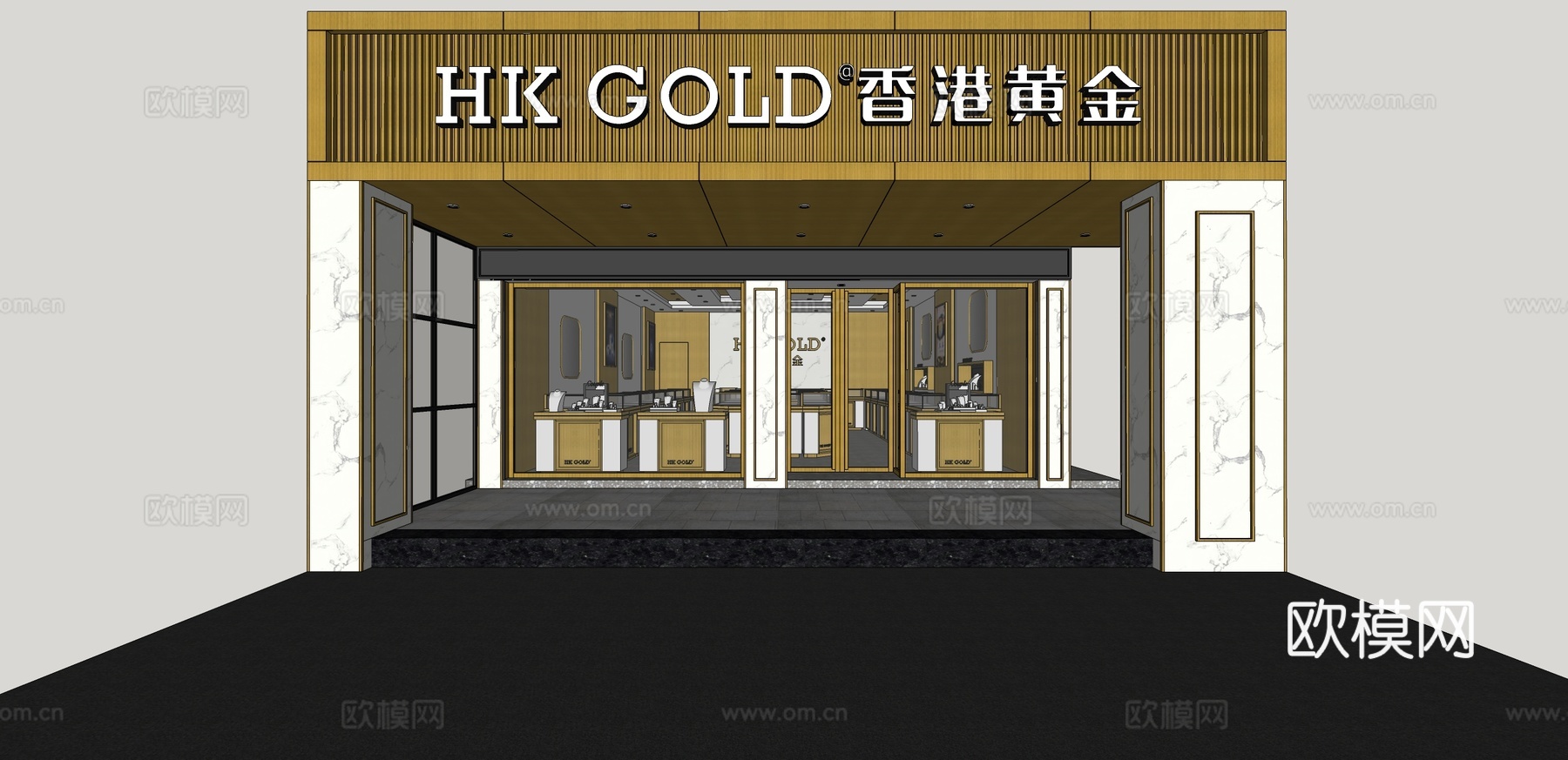 现代珠宝首饰店su模型下载
