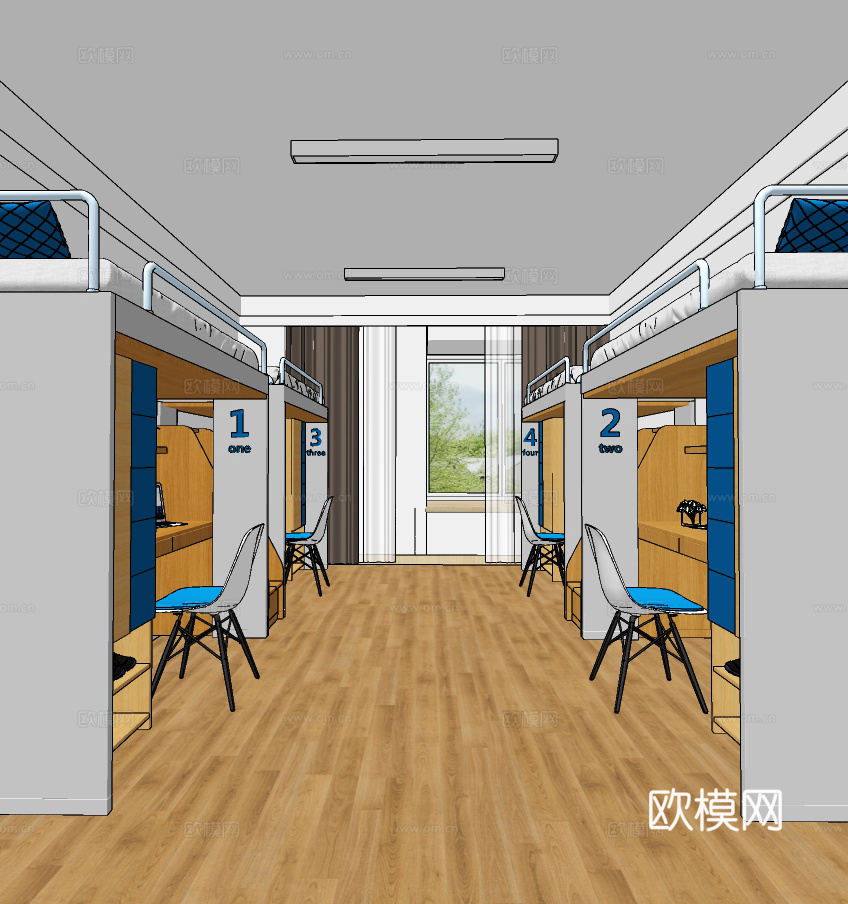 现代学校学生宿舍su模型下载