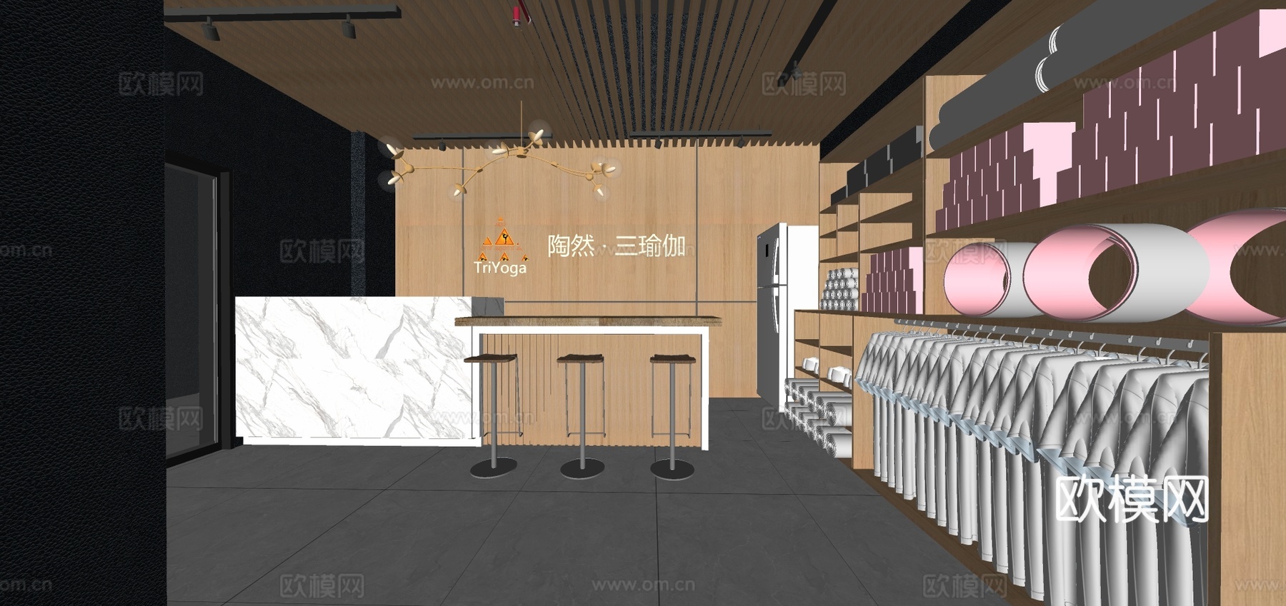 现代瑜伽室健身房su模型下载