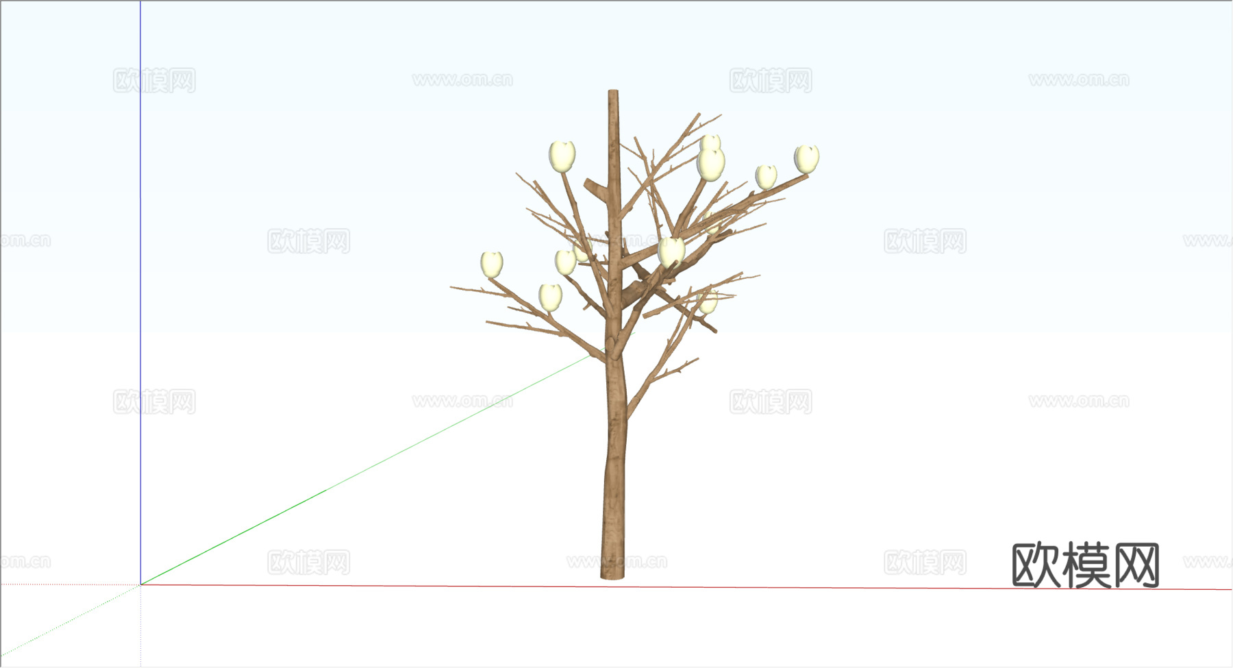 自然风枯树装饰灯su模型下载