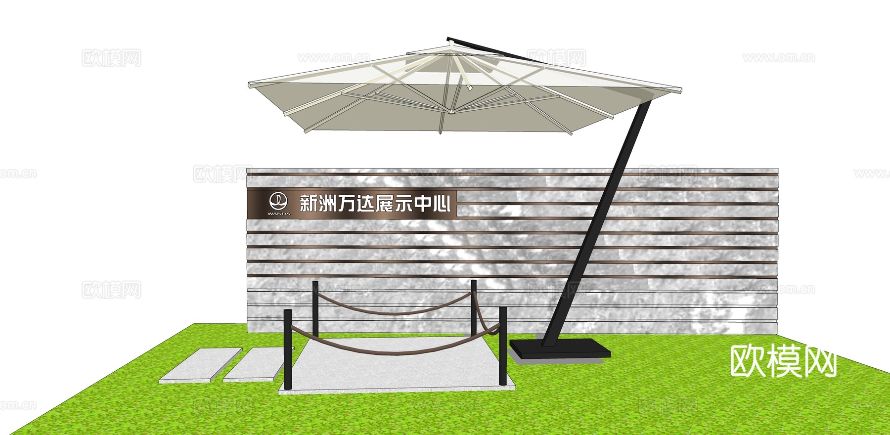 现代景墙园艺小品su模型下载