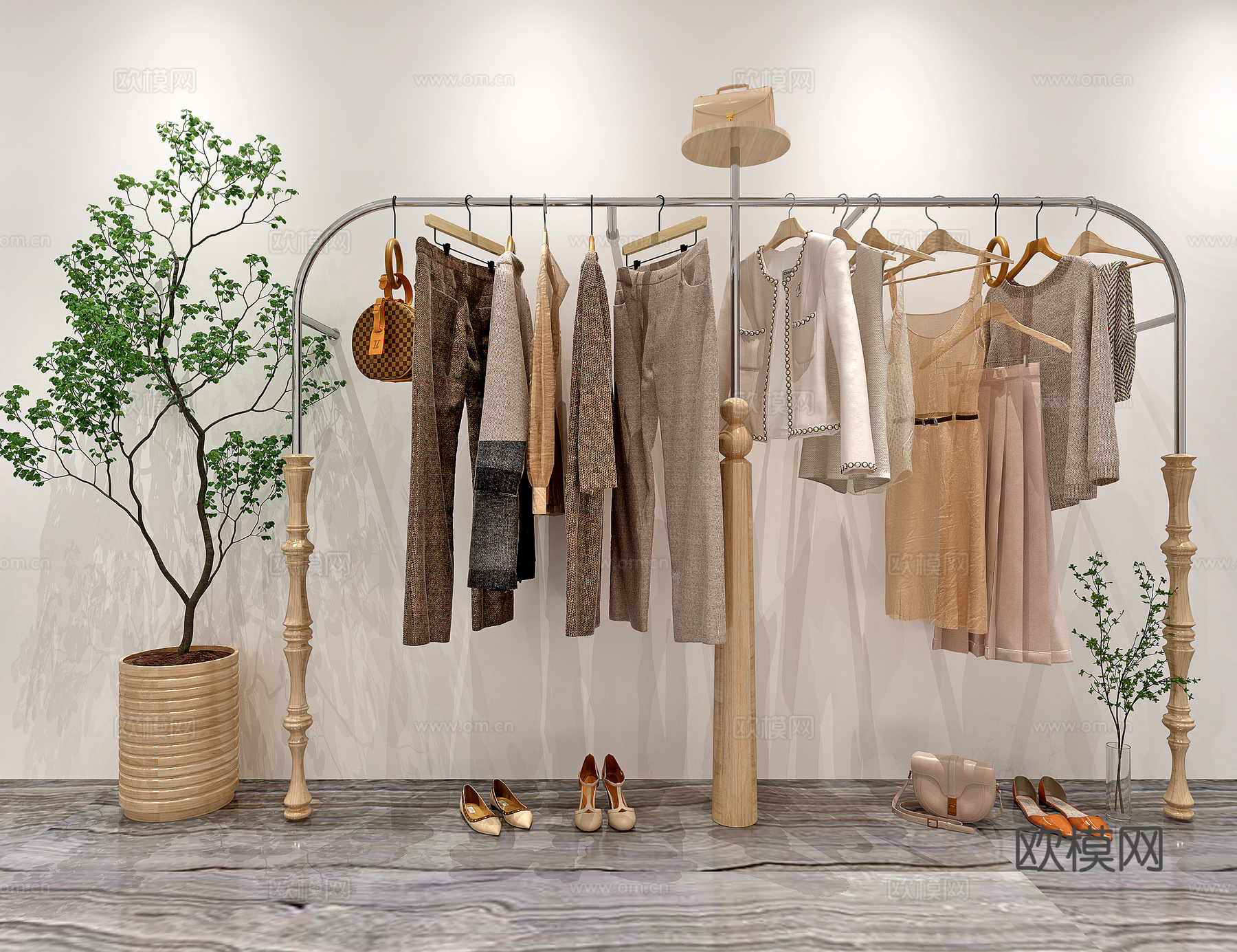 现代女装店货架服饰su模型下载