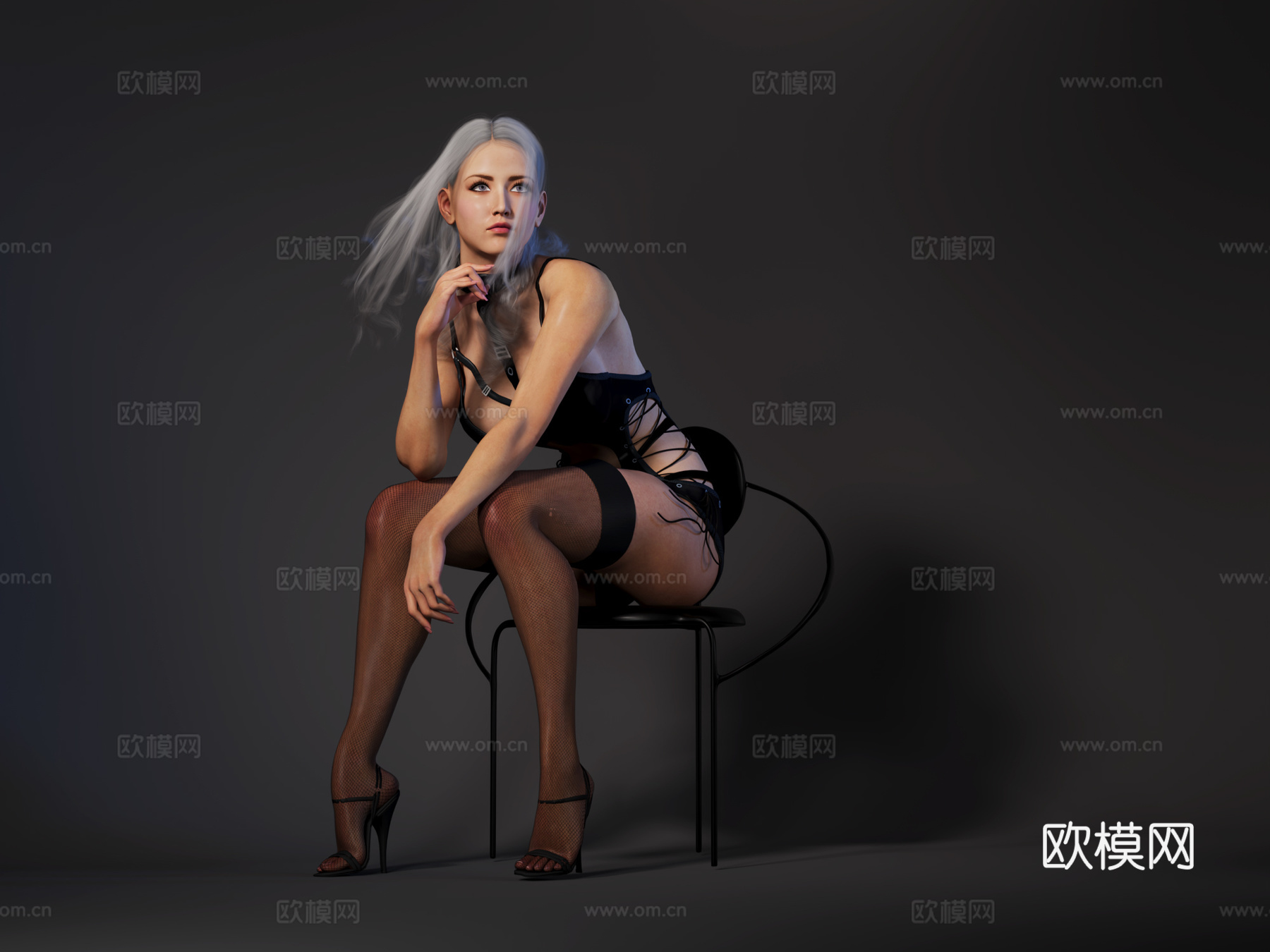 现代模特女人拍照3d模型