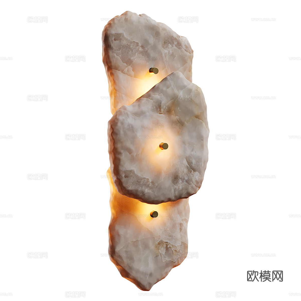 新中式轻奢透光石装饰壁灯3d模型